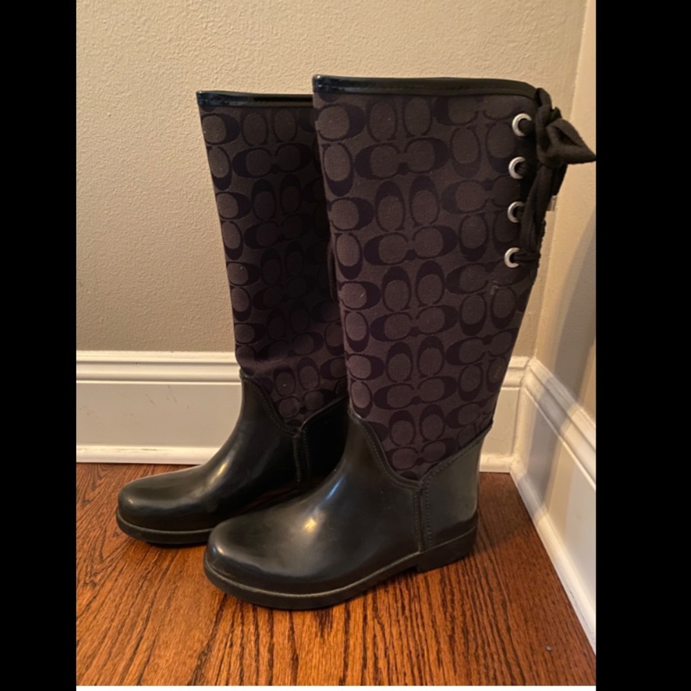 Black Coach Rain Boots